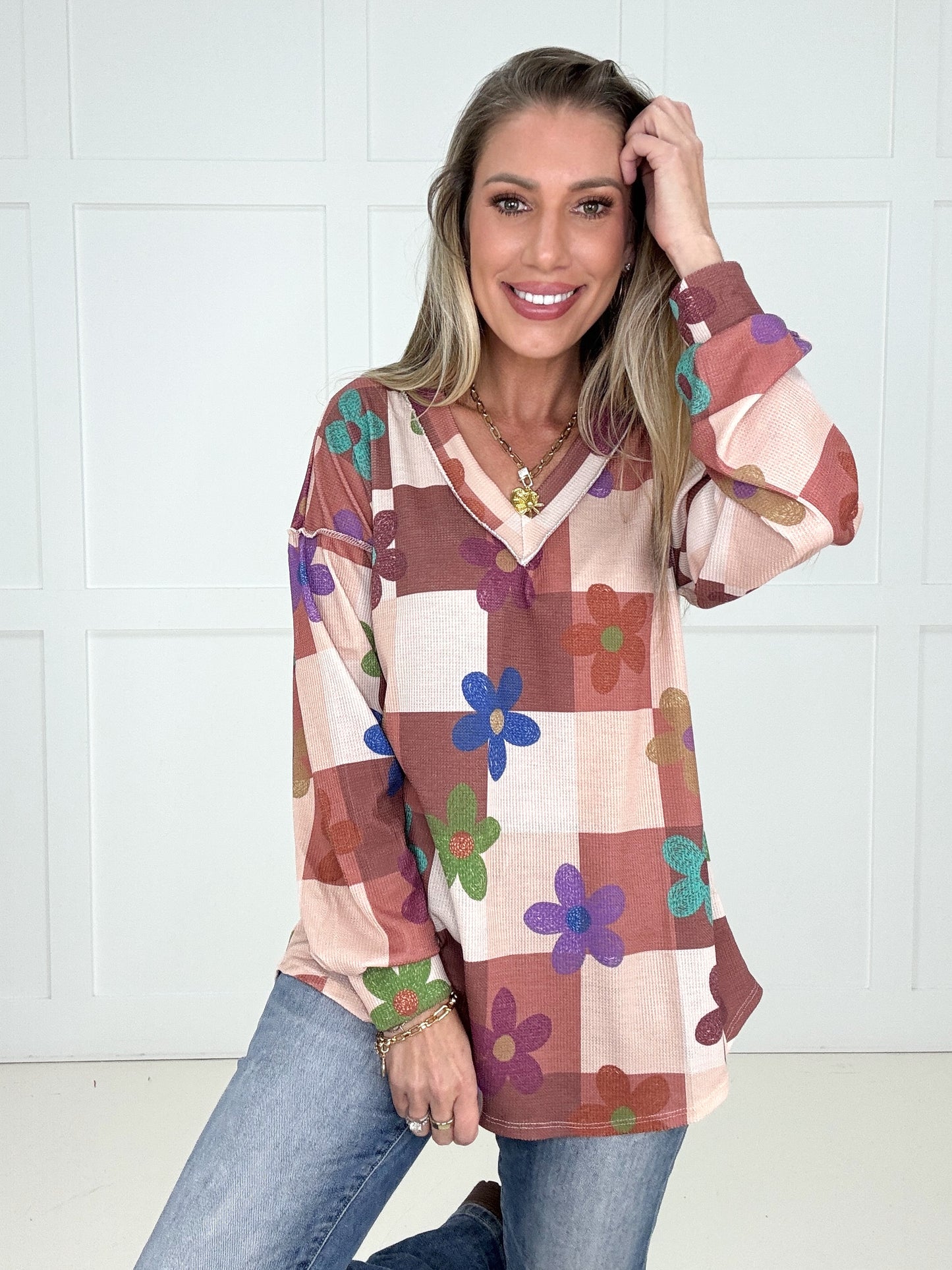 Groovy Garden Checkered Top