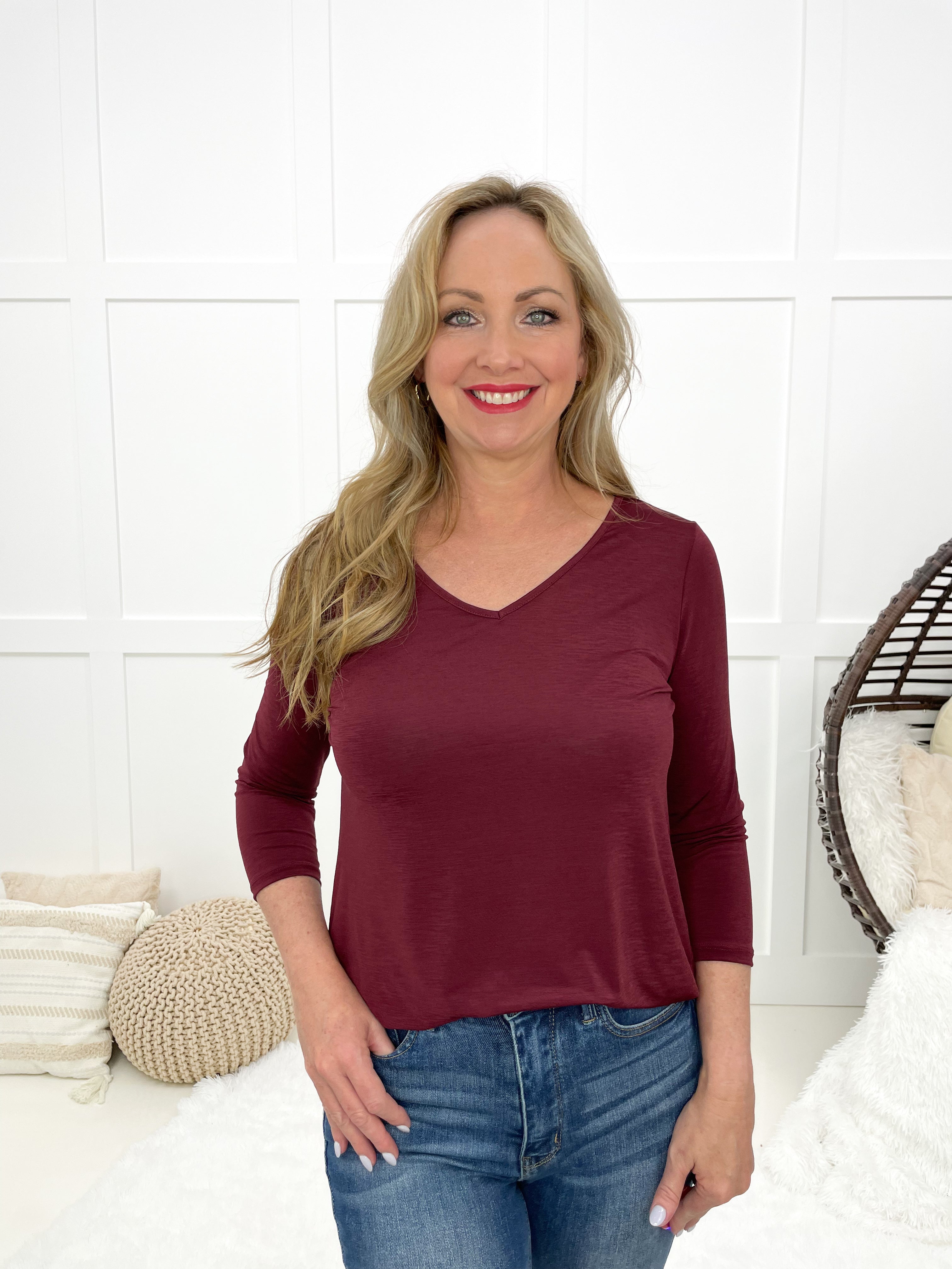 Dear Scarlett Time Of My Life V Neck Top-110 Long Sleeves- Simply Simpson's Boutique is a Women's Online Fashion Boutique Located in Jupiter, Florida