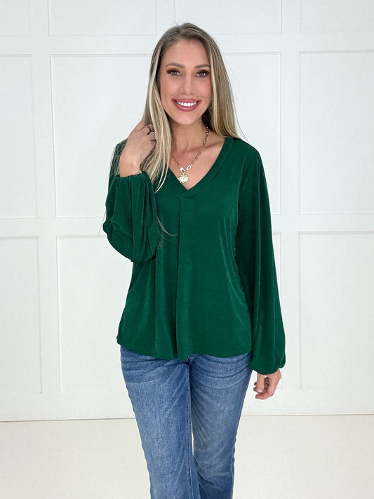Green Feeling Fine Blouse-110 Long Sleeves- Simply Simpson's Boutique is a Women's Online Fashion Boutique Located in Jupiter, Florida