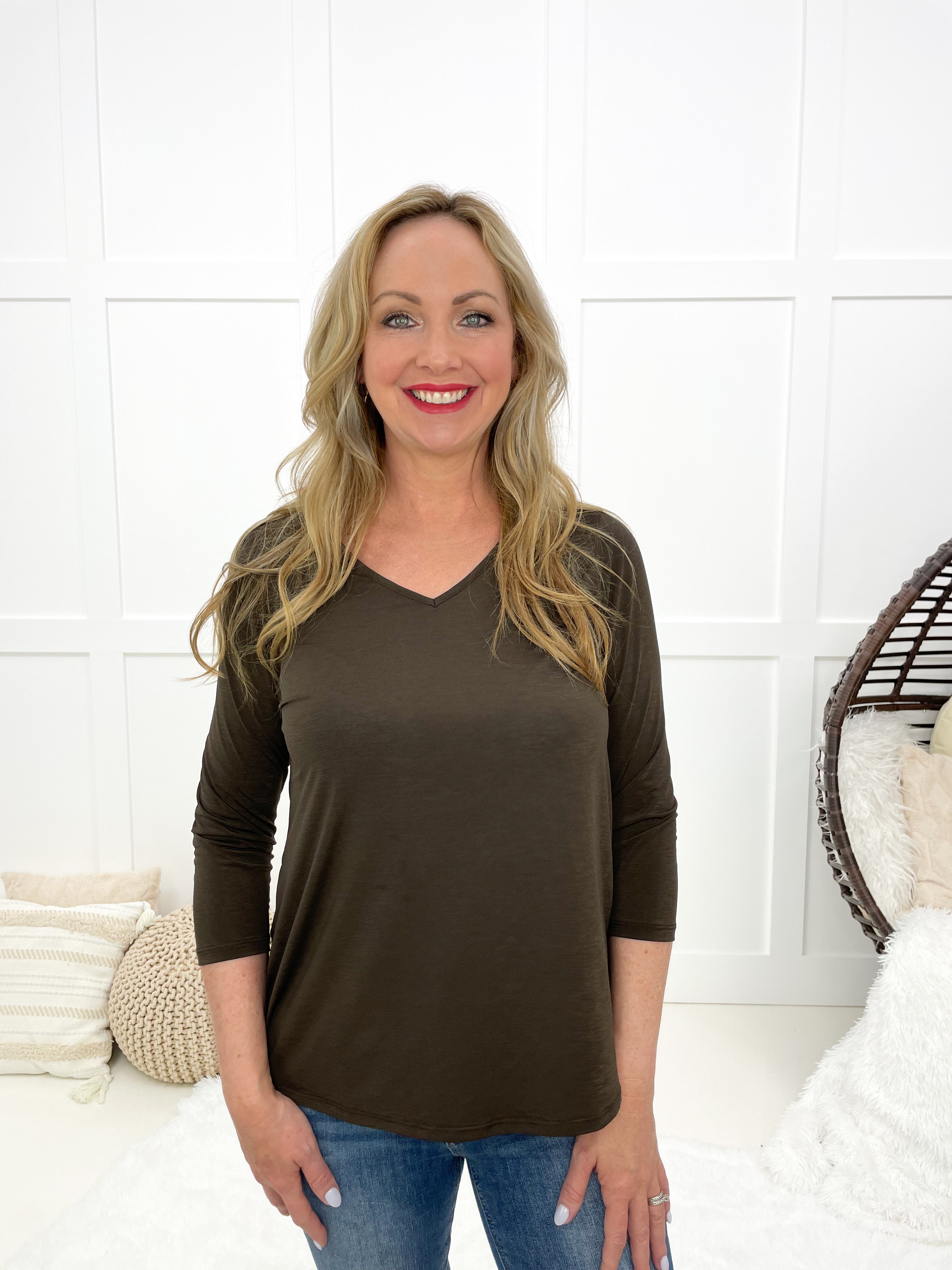 Dear Scarlett Time Of My Life V Neck Top-110 Long Sleeves- Simply Simpson's Boutique is a Women's Online Fashion Boutique Located in Jupiter, Florida