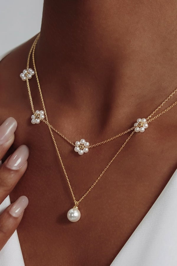 18K Gold Plated Stainless Steel Chain Layering Pearl Necklace Set-280 Jewelry- Simply Simpson's Boutique is a Women's Online Fashion Boutique Located in Jupiter, Florida