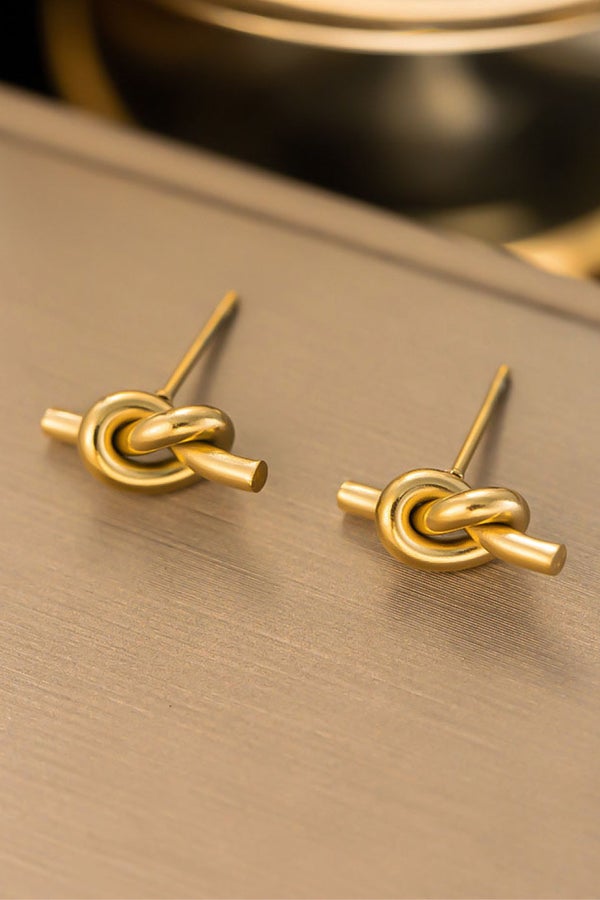 18K Gold Dipped Stainless Steel Knot Stud Earrings-280 Jewelry- Simply Simpson's Boutique is a Women's Online Fashion Boutique Located in Jupiter, Florida