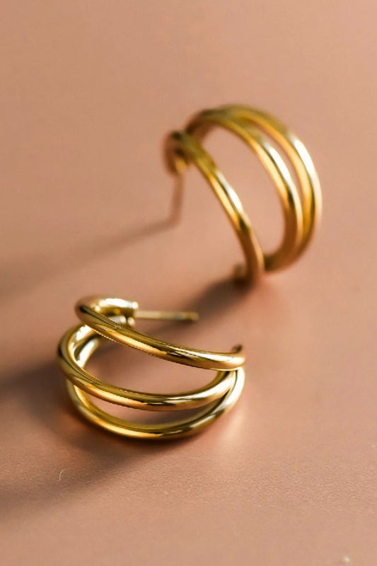 18K Gold Dipped Stainless Steel Hoop Earrings-280 Jewelry- Simply Simpson's Boutique is a Women's Online Fashion Boutique Located in Jupiter, Florida