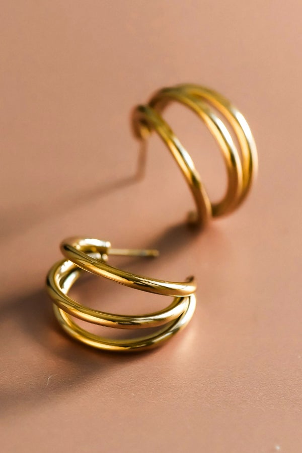 18K Gold Dipped Stainless Steel Hoop Earrings-280 Jewelry- Simply Simpson's Boutique is a Women's Online Fashion Boutique Located in Jupiter, Florida