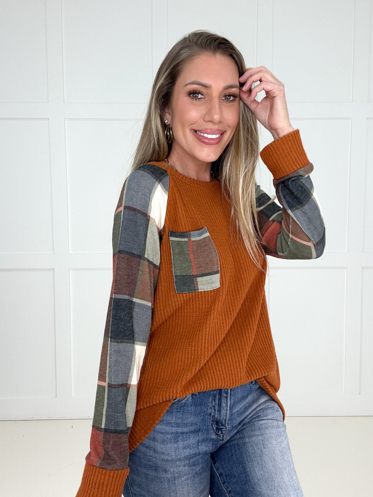 Cider Season Plaid Top