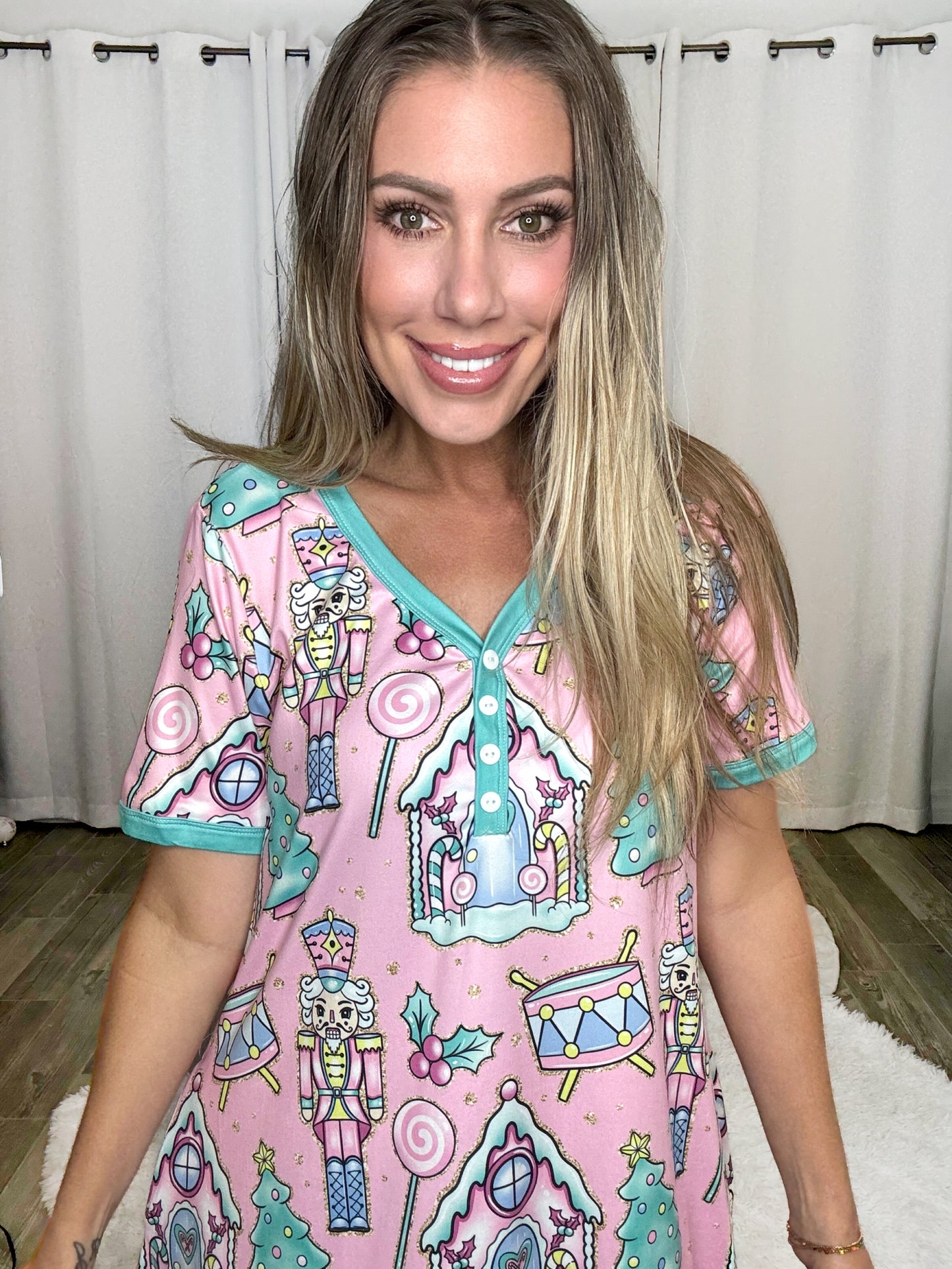 Shirley & Stone 2025 Holiday Pajama Dresses-220 Lounge wear/Pajamas- Simply Simpson's Boutique is a Women's Online Fashion Boutique Located in Jupiter, Florida