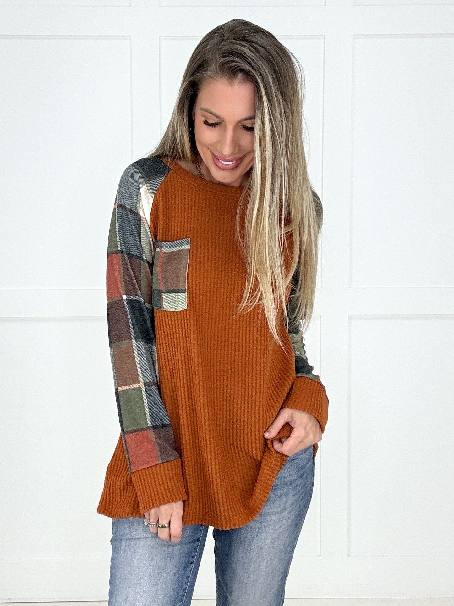 Cider Season Plaid Top