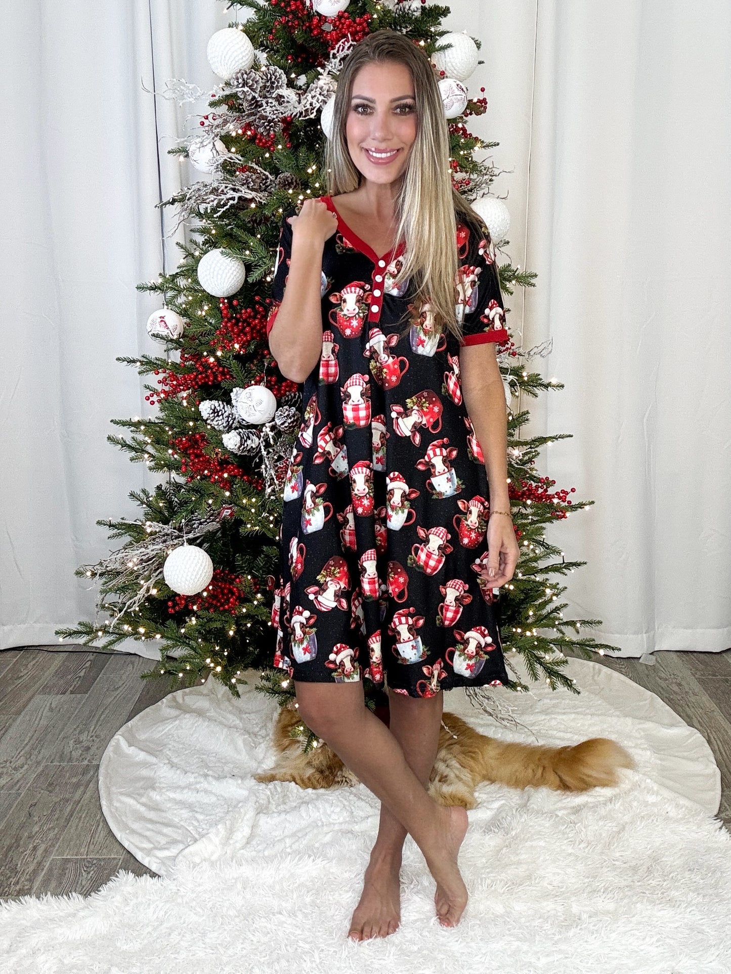 Shirley & Stone 2025 Holiday Pajama Dresses-220 Lounge wear/Pajamas- Simply Simpson's Boutique is a Women's Online Fashion Boutique Located in Jupiter, Florida