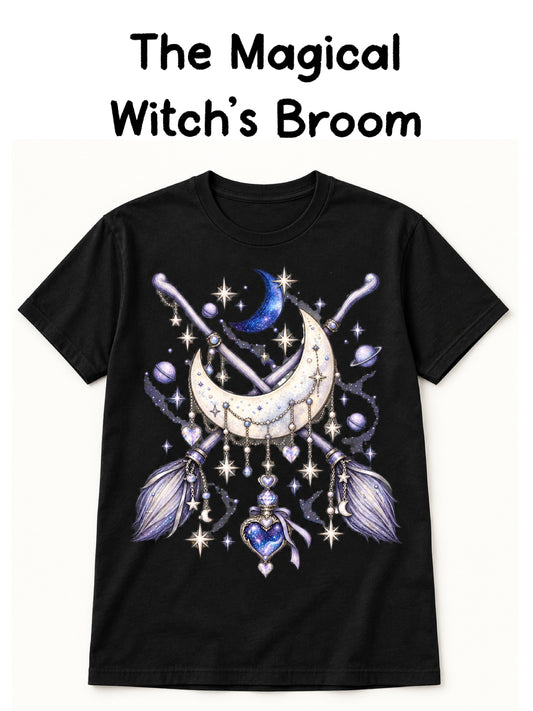 The Magical Witch's Broom Graphic Tee-140 Graphic Tees- Simply Simpson's Boutique is a Women's Online Fashion Boutique Located in Jupiter, Florida