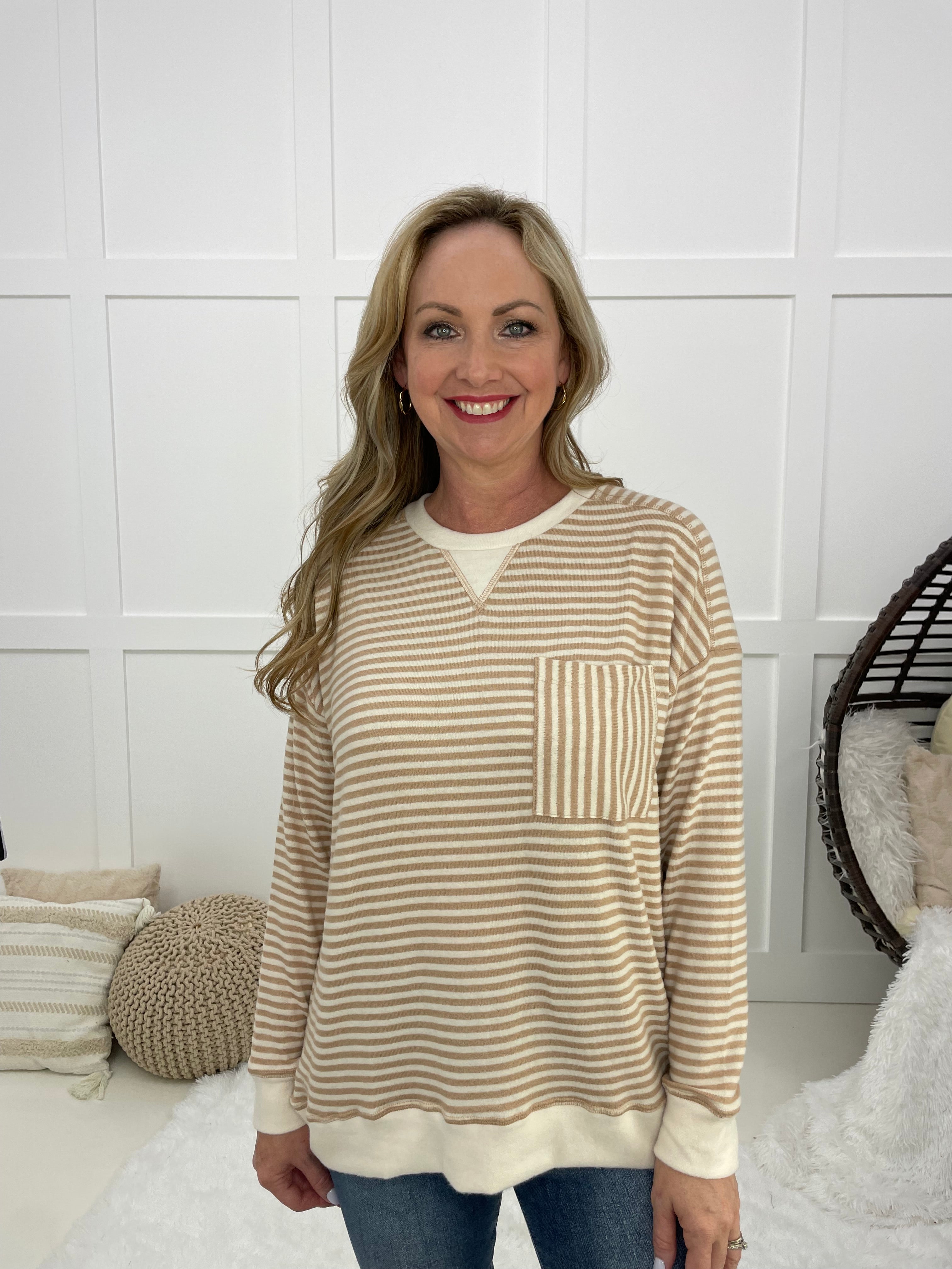 Ballgame Striped Long Sleeve Top-110 Long Sleeves- Simply Simpson's Boutique is a Women's Online Fashion Boutique Located in Jupiter, Florida