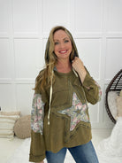 POL Star Bright Hooded Top-110 Long Sleeves- Simply Simpson's Boutique is a Women's Online Fashion Boutique Located in Jupiter, Florida