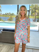 Shirley & Stone Short Sleeve Shorts Pajamas-220 Lounge wear/Pajamas- Simply Simpson's Boutique is a Women's Online Fashion Boutique Located in Jupiter, Florida