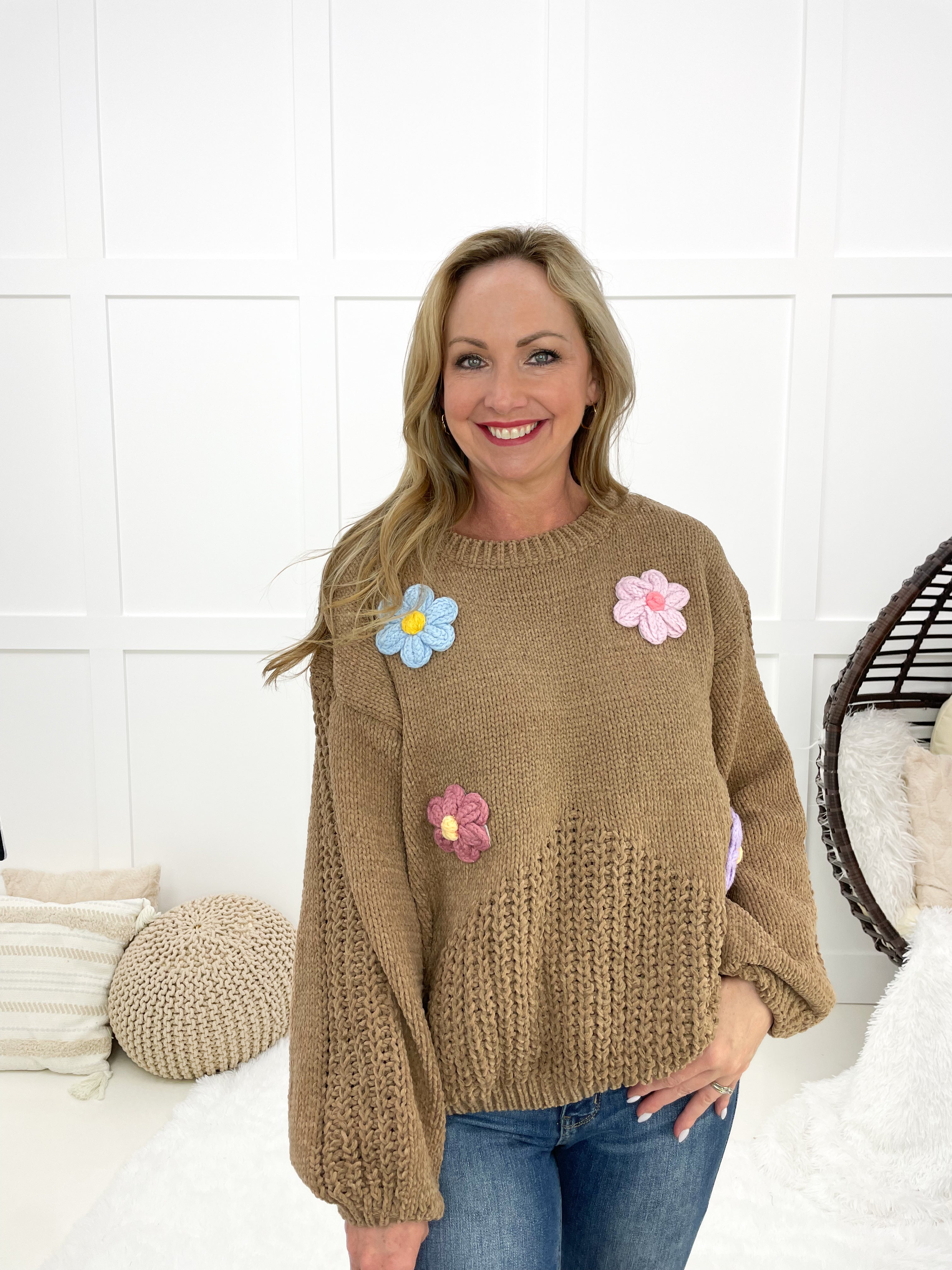 POL Flower Princess Sweater-150 Sweaters- Simply Simpson's Boutique is a Women's Online Fashion Boutique Located in Jupiter, Florida