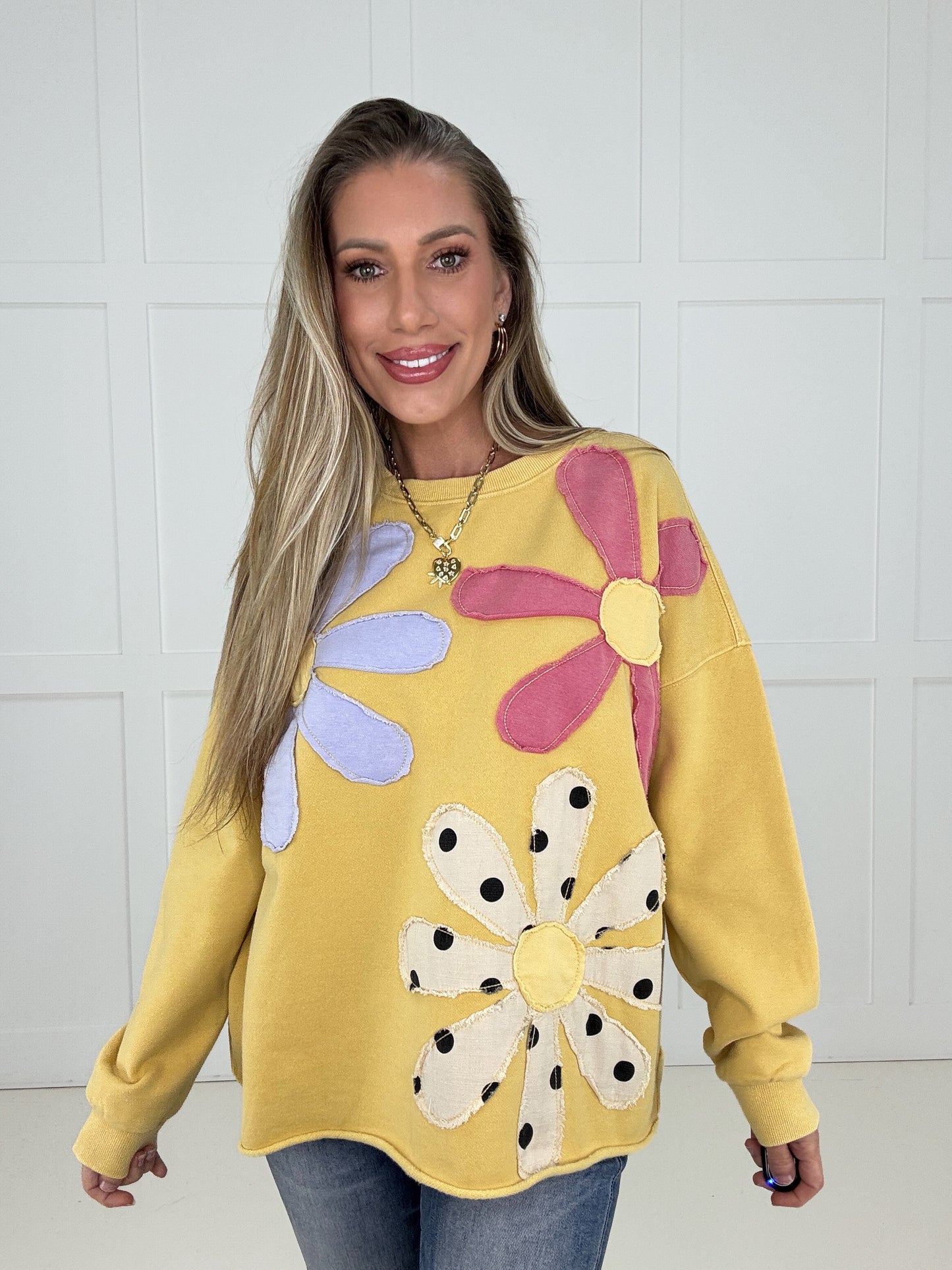 Sunshine Petal Patch Pullover