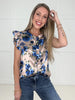Sapphire Blooms Blouse-100 Short Sleeves- Simply Simpson's Boutique is a Women's Online Fashion Boutique Located in Jupiter, Florida
