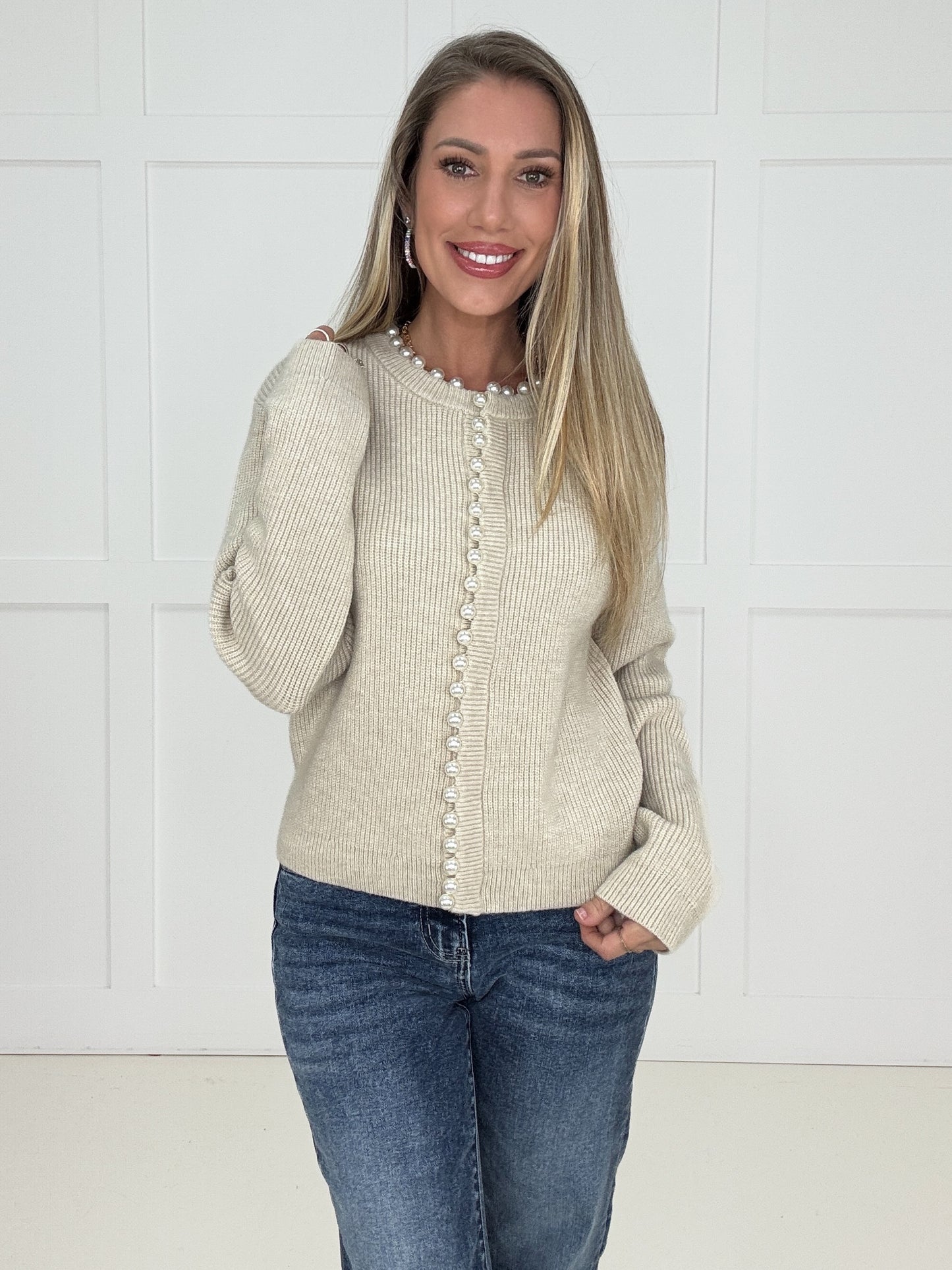 Pearl Girl Cardigan-110 Long Sleeves- Simply Simpson's Boutique is a Women's Online Fashion Boutique Located in Jupiter, Florida