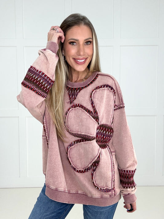 Berry Stitched in Bloom Pullover