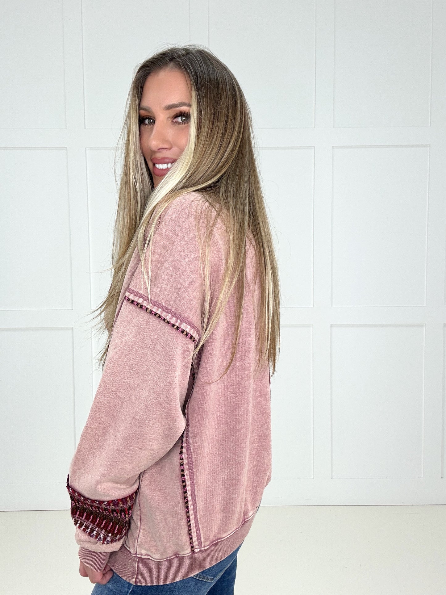 Berry Stitched in Bloom Pullover