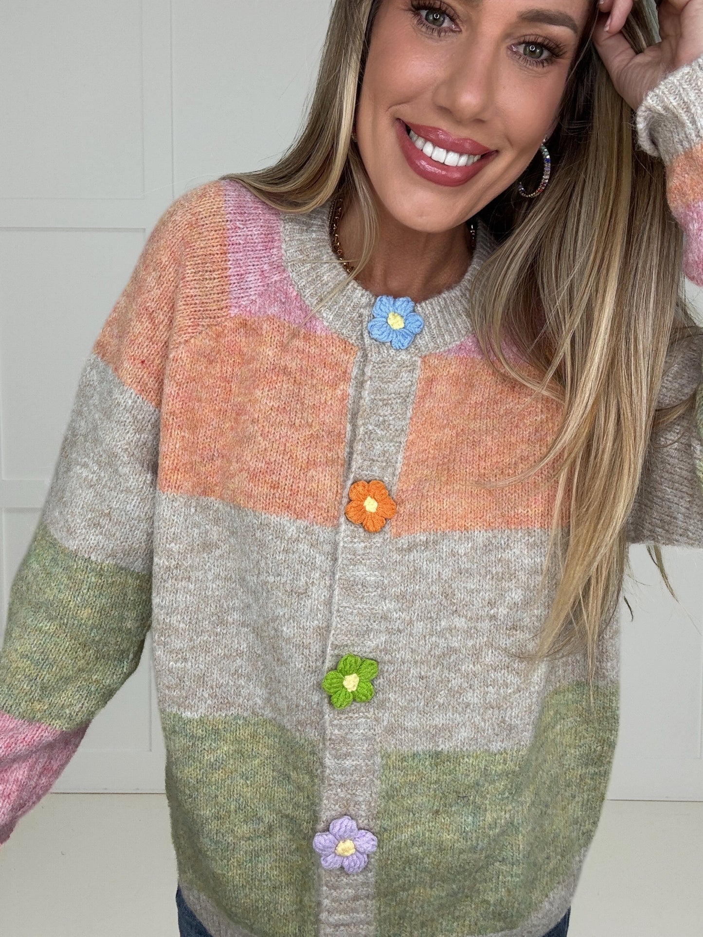 Flower Power Colorblock Cardigan-180 Outerwear- Simply Simpson's Boutique is a Women's Online Fashion Boutique Located in Jupiter, Florida