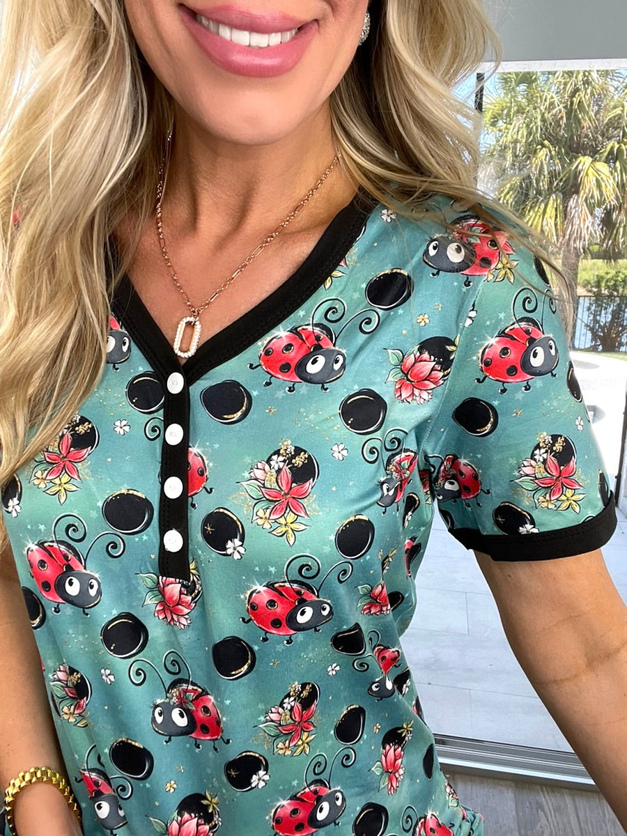 Shirley & Stone Short Sleeve Shorts Pajamas-220 Lounge wear/Pajamas- Simply Simpson's Boutique is a Women's Online Fashion Boutique Located in Jupiter, Florida