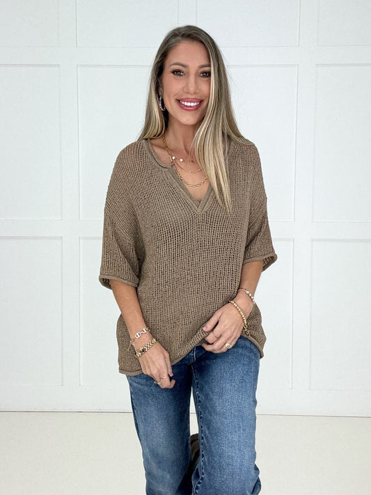 Sunday Stroll Open Knit Top-100 Short Sleeves- Simply Simpson's Boutique is a Women's Online Fashion Boutique Located in Jupiter, Florida