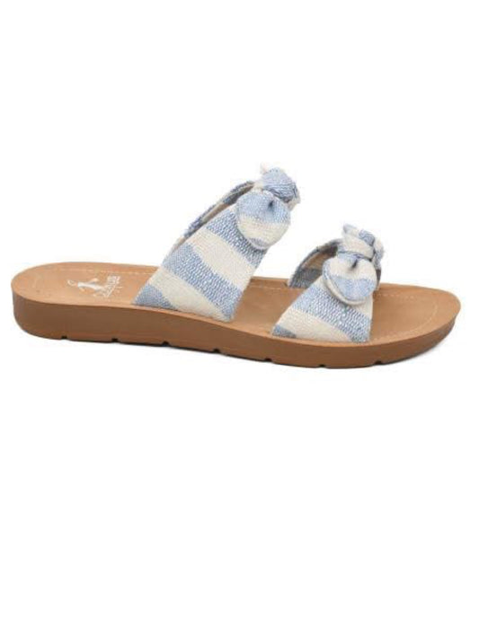 Corkys Blue Stripe Take a Bow Sandals-260 Shoes- Simply Simpson's Boutique is a Women's Online Fashion Boutique Located in Jupiter, Florida