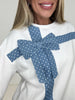Dottie Denim Bow Sweatshirt-160 Sweatshirts- Simply Simpson's Boutique is a Women's Online Fashion Boutique Located in Jupiter, Florida
