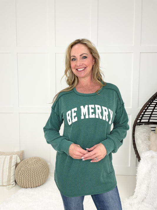 Green Be Merry Long Sleeve Top-110 Long Sleeves- Simply Simpson's Boutique is a Women's Online Fashion Boutique Located in Jupiter, Florida