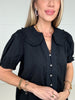 Black Swan Puff Sleeve Blouse-100 Short Sleeves- Simply Simpson's Boutique is a Women's Online Fashion Boutique Located in Jupiter, Florida