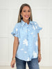 Blue Embroidered In Full Bloom Blouse-100 Short Sleeves- Simply Simpson's Boutique is a Women's Online Fashion Boutique Located in Jupiter, Florida