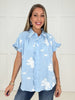 Blue Embroidered In Full Bloom Blouse-100 Short Sleeves- Simply Simpson's Boutique is a Women's Online Fashion Boutique Located in Jupiter, Florida