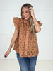 Cocoa Dot Darling Blouse-100 Short Sleeves- Simply Simpson's Boutique is a Women's Online Fashion Boutique Located in Jupiter, Florida