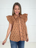 Cocoa Dot Darling Blouse-100 Short Sleeves- Simply Simpson's Boutique is a Women's Online Fashion Boutique Located in Jupiter, Florida