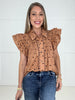 Cocoa Dot Darling Blouse-100 Short Sleeves- Simply Simpson's Boutique is a Women's Online Fashion Boutique Located in Jupiter, Florida