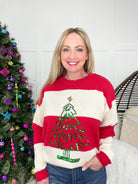 Stripe Christmas Tree Sweater-150 Sweaters- Simply Simpson's Boutique is a Women's Online Fashion Boutique Located in Jupiter, Florida