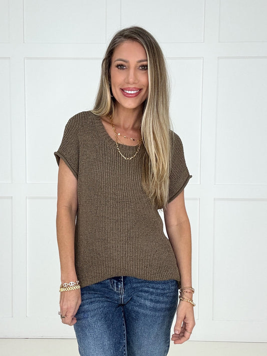 Mocha Everyday Ease Knit Top-100 Short Sleeves- Simply Simpson's Boutique is a Women's Online Fashion Boutique Located in Jupiter, Florida