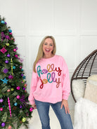 Holly Jolly Sweatshirt-160 Sweatshirts- Simply Simpson's Boutique is a Women's Online Fashion Boutique Located in Jupiter, Florida