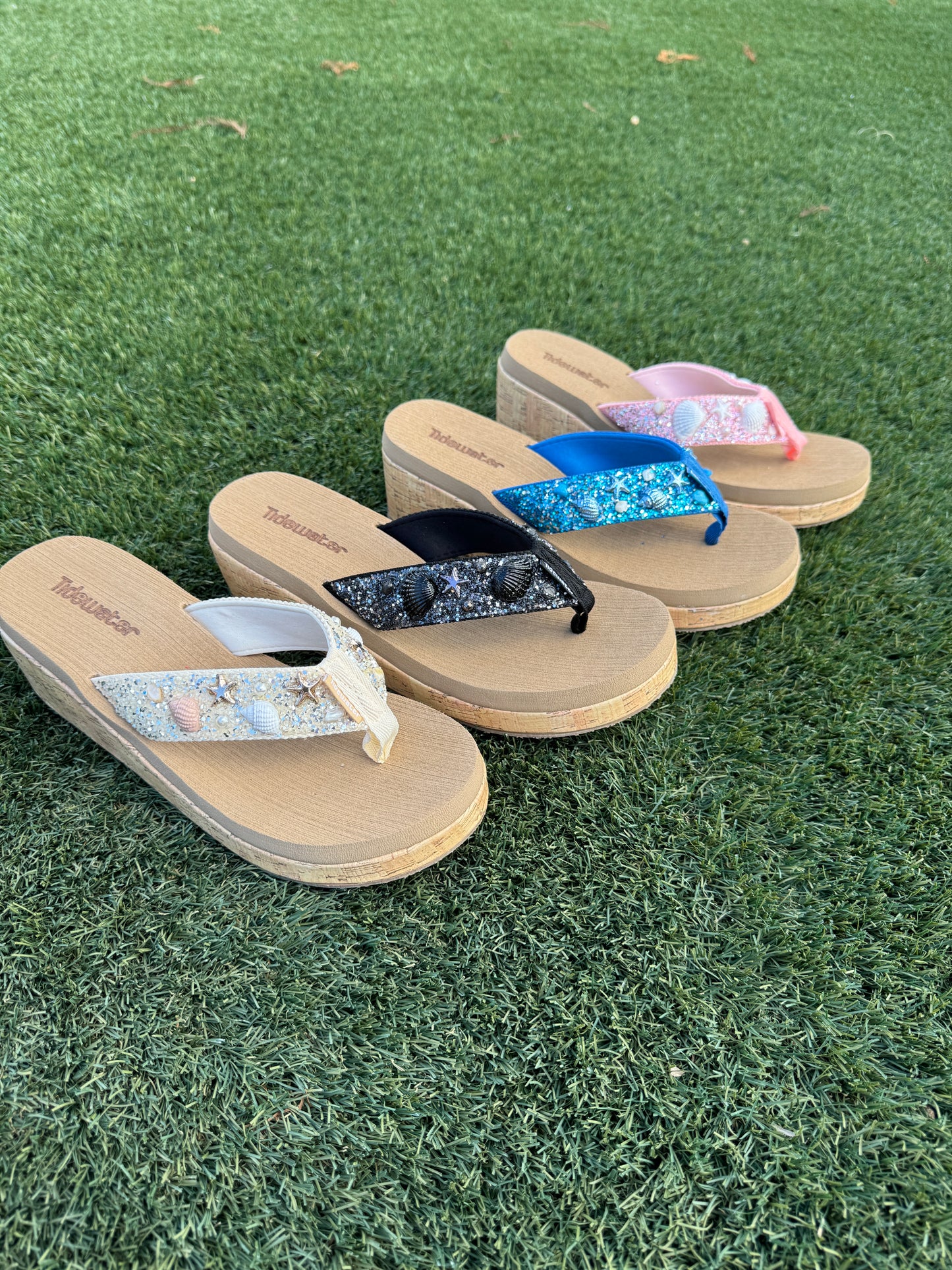 Shell Embellished Wedge Sandals Preorder-260 Shoes- Simply Simpson's Boutique is a Women's Online Fashion Boutique Located in Jupiter, Florida