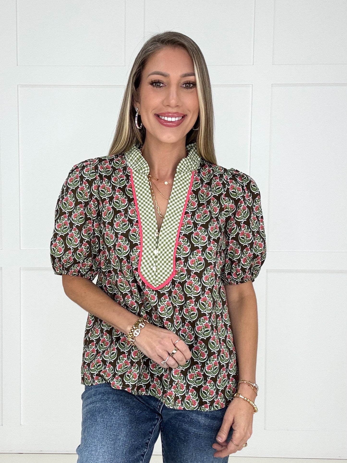 The Poppy Lane Blouse-100 Short Sleeves- Simply Simpson's Boutique is a Women's Online Fashion Boutique Located in Jupiter, Florida