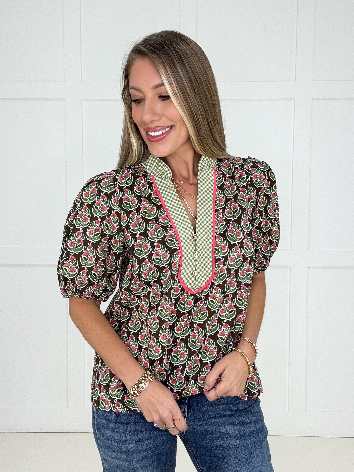 The Poppy Lane Blouse-100 Short Sleeves- Simply Simpson's Boutique is a Women's Online Fashion Boutique Located in Jupiter, Florida