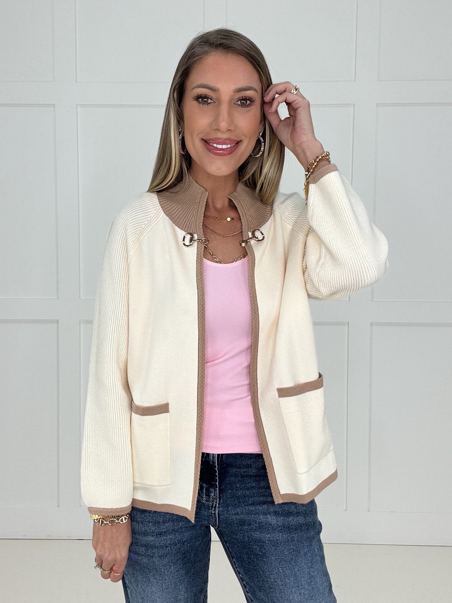 Cream Brinley Buckle Cardigan-180 Outerwear/Jackets- Simply Simpson's Boutique is a Women's Online Fashion Boutique Located in Jupiter, Florida