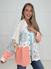 Pol Peach Wildflower Wishes Shacket-110 Long Sleeves- Simply Simpson's Boutique is a Women's Online Fashion Boutique Located in Jupiter, Florida