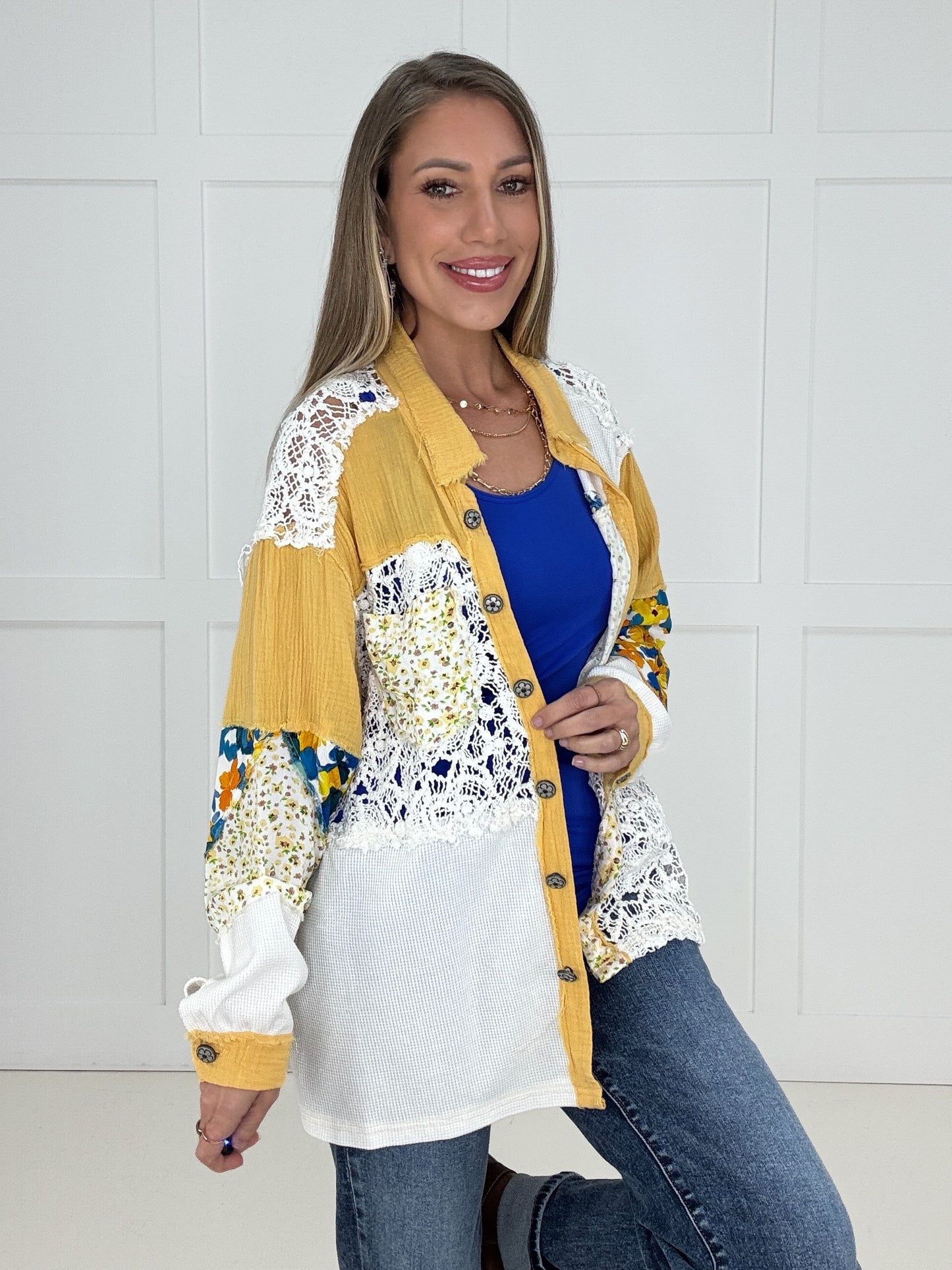 Pol Yellow Wildflower Wishes Shacket