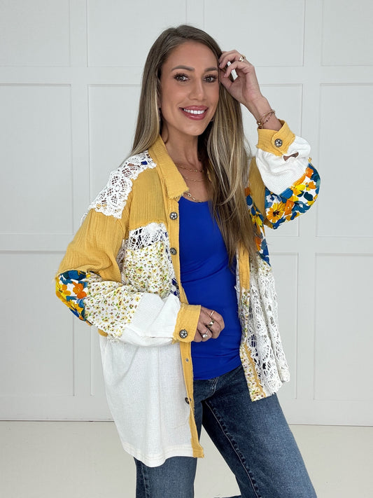 Pol Yellow Wildflower Wishes Shacket