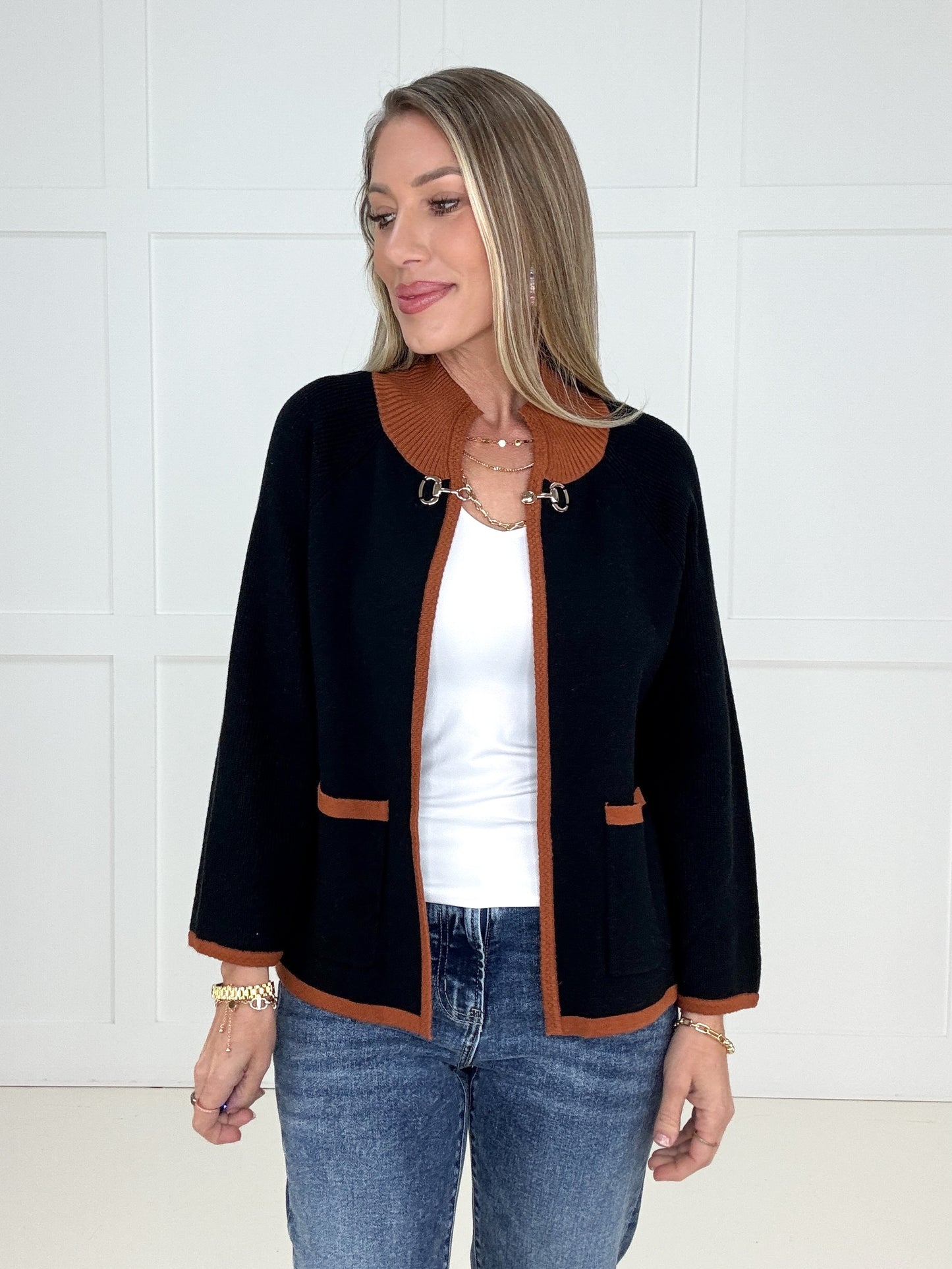 Black Brinley Buckle Cardigan-180 Outerwear/Jackets- Simply Simpson's Boutique is a Women's Online Fashion Boutique Located in Jupiter, Florida
