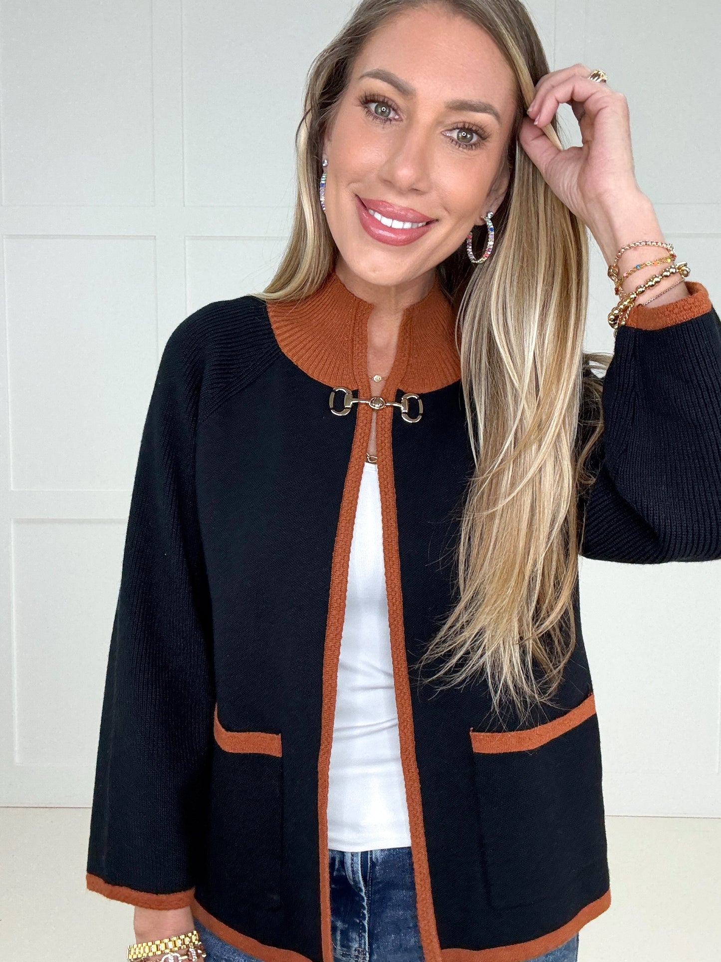 Black Brinley Buckle Cardigan-180 Outerwear/Jackets- Simply Simpson's Boutique is a Women's Online Fashion Boutique Located in Jupiter, Florida