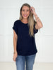 Navy Everyday Ease Knit Top-100 Short Sleeves- Simply Simpson's Boutique is a Women's Online Fashion Boutique Located in Jupiter, Florida