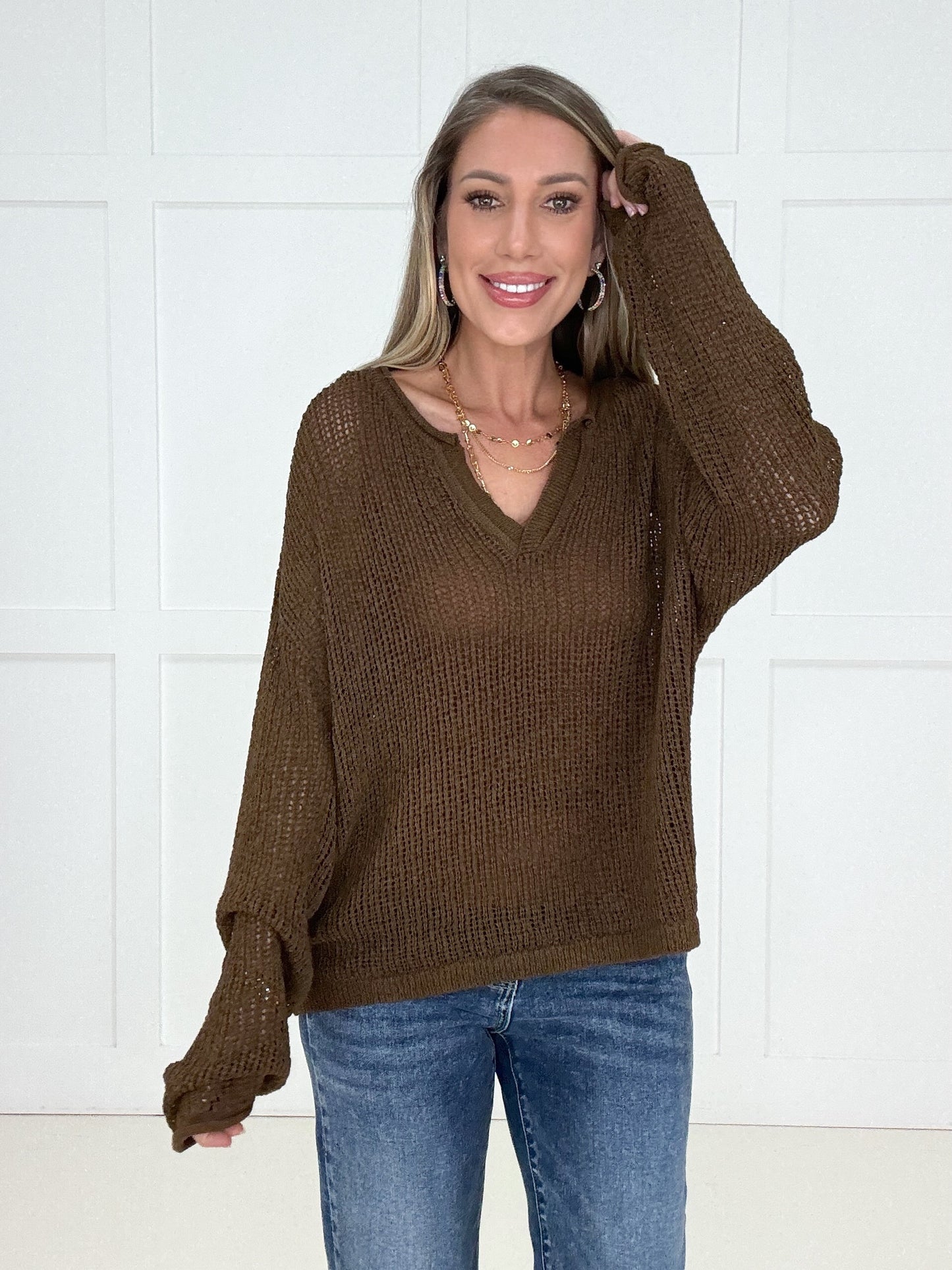 Brown Mellow Moments Sweater-110 Long Sleeves- Simply Simpson's Boutique is a Women's Online Fashion Boutique Located in Jupiter, Florida