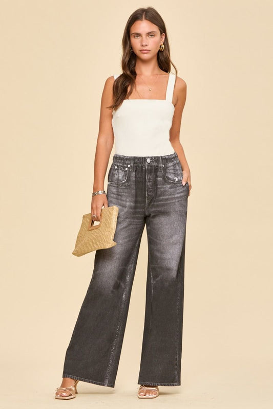 Dear Scarlett Charcoal Wide Leg Zenim-210 Other Bottoms- Simply Simpson's Boutique is a Women's Online Fashion Boutique Located in Jupiter, Florida