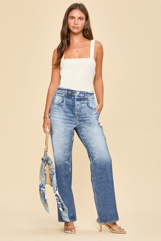 Dear Scarlett Classic Medium Wash Straight Leg Zenim-210 Other Bottoms- Simply Simpson's Boutique is a Women's Online Fashion Boutique Located in Jupiter, Florida